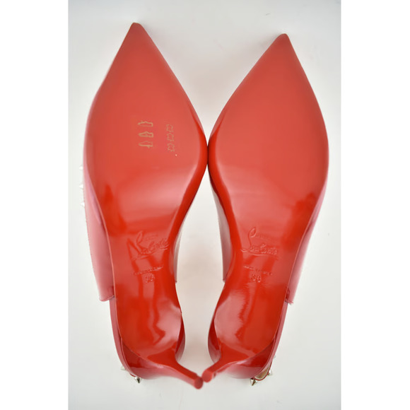 Christian Louboutin Brigadine 70 Red Patent PVC Slingback Spike Heel Pump 36 - Picture 8 of 8